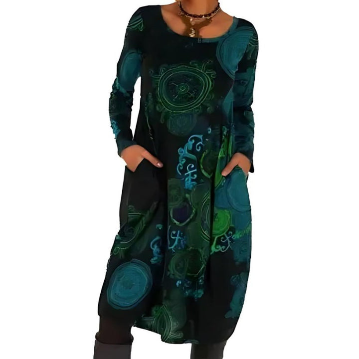 Women's allover-print midi dress with pockets - product photo 1