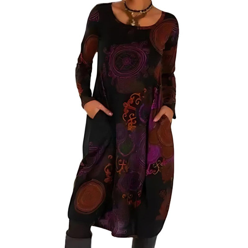 Women's allover-print midi dress with pockets - product photo 3