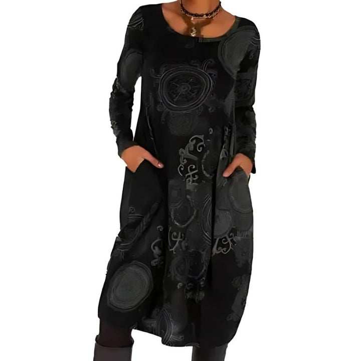 Women's allover-print midi dress with pockets - product photo 4