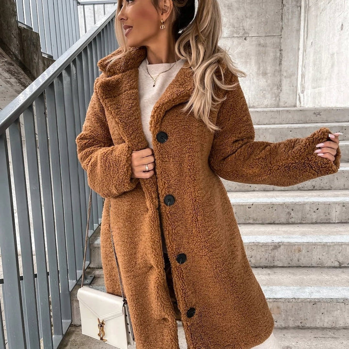 Women's oversized long teddy coat - product photo 2