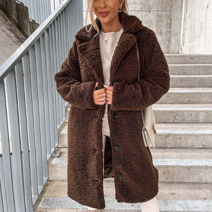 Women's oversized long teddy coat - product photo 4