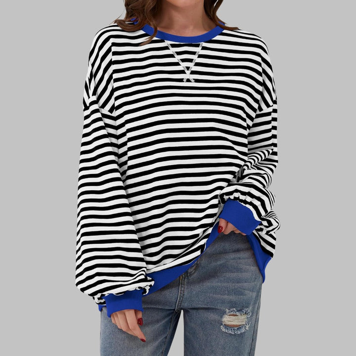 Women's oversized retro stripe sweatshirt - product photo 1