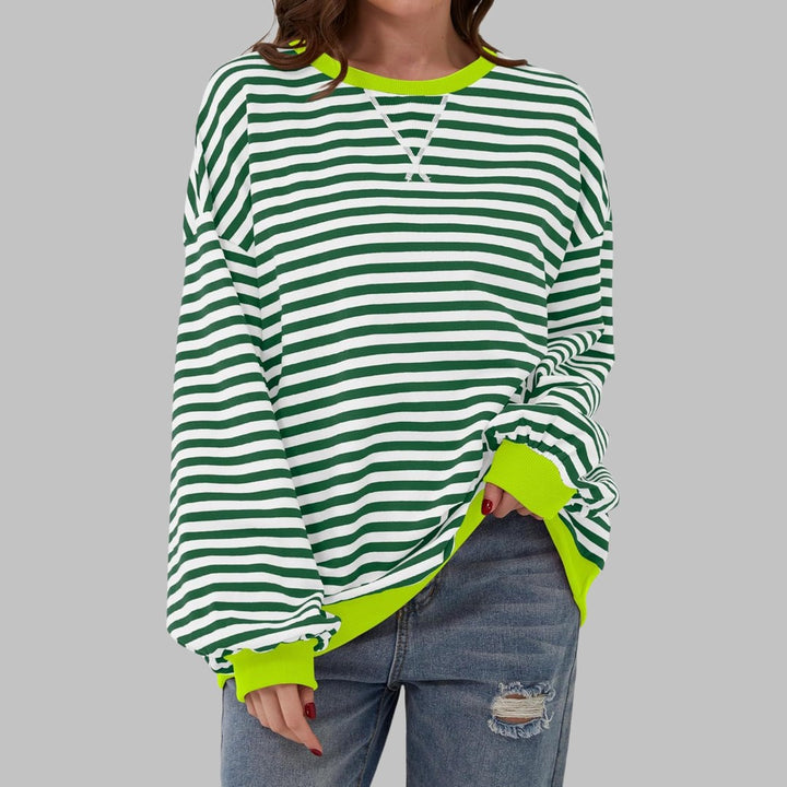 Women's oversized retro stripe sweatshirt - product photo 10