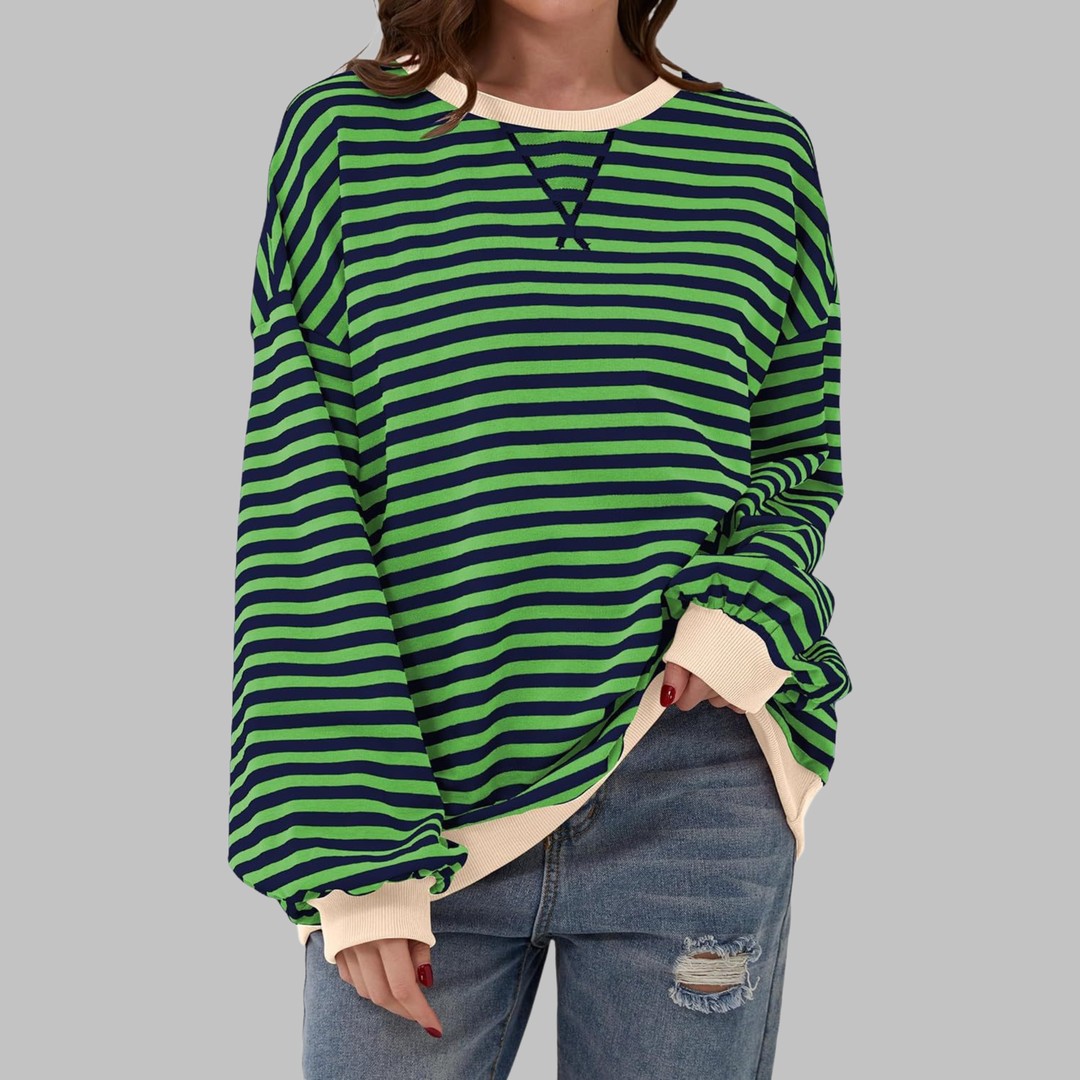 Women's oversized retro stripe sweatshirt - product photo 11