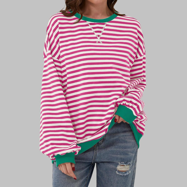 Women's oversized retro stripe sweatshirt - product photo 12