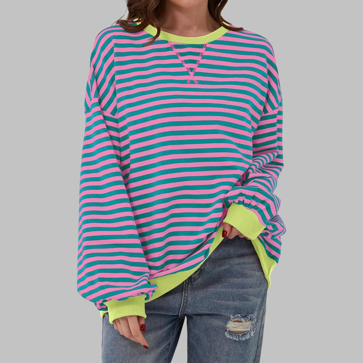 Women's oversized retro stripe sweatshirt - product photo 2