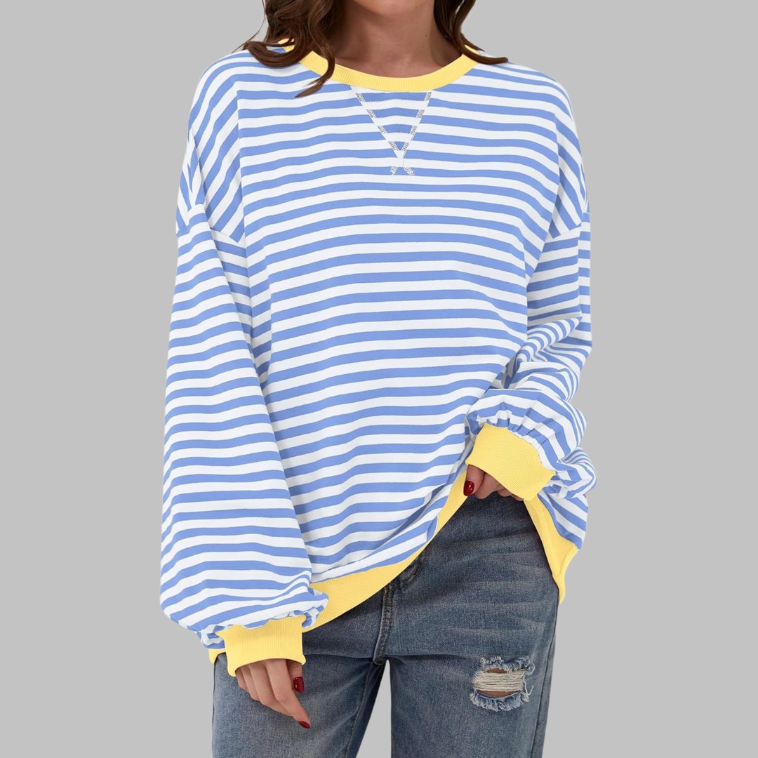 Women's oversized retro stripe sweatshirt - product photo 3