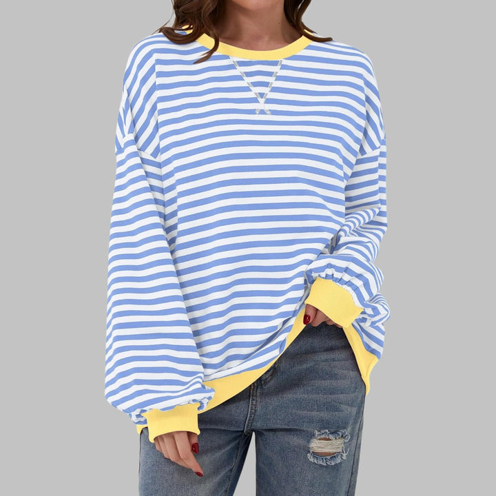 Women's oversized retro stripe sweatshirt - product photo 3