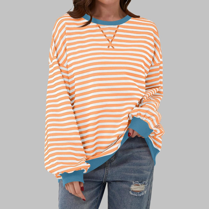 Women's oversized retro stripe sweatshirt - product photo 4