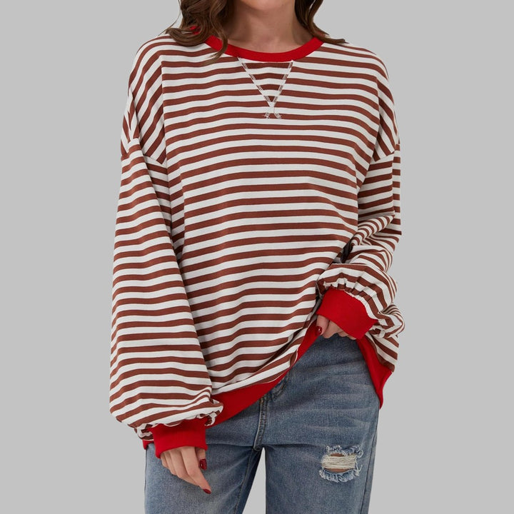 Women's oversized retro stripe sweatshirt - product photo 5
