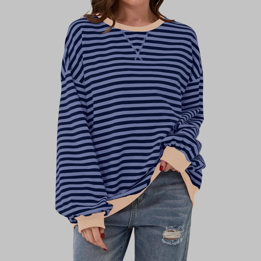 Women's oversized retro stripe sweatshirt - product photo 6