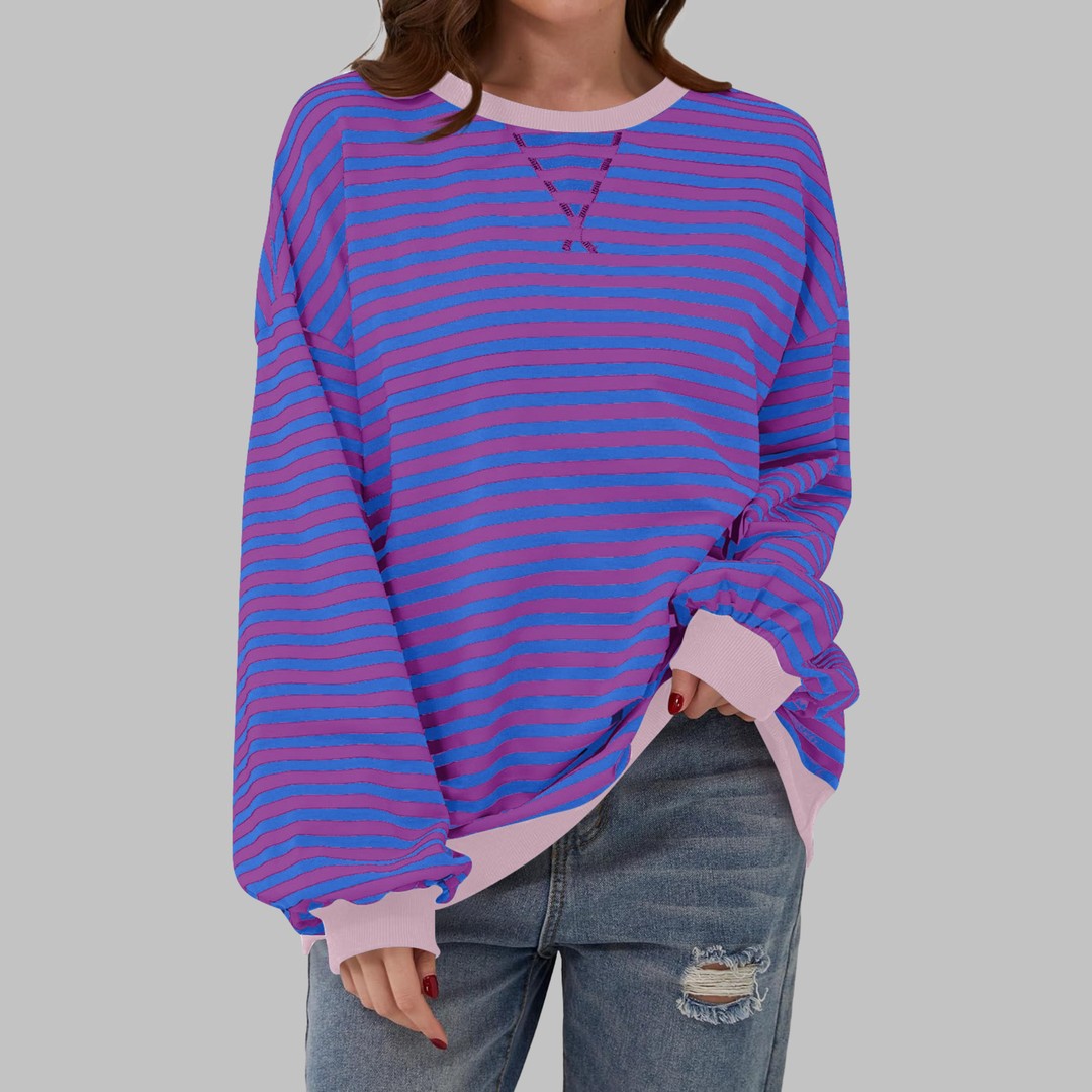 Women's oversized retro stripe sweatshirt - product photo 7
