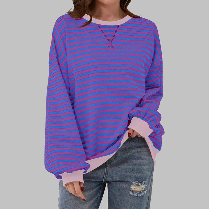 Women's oversized retro stripe sweatshirt - product photo 7