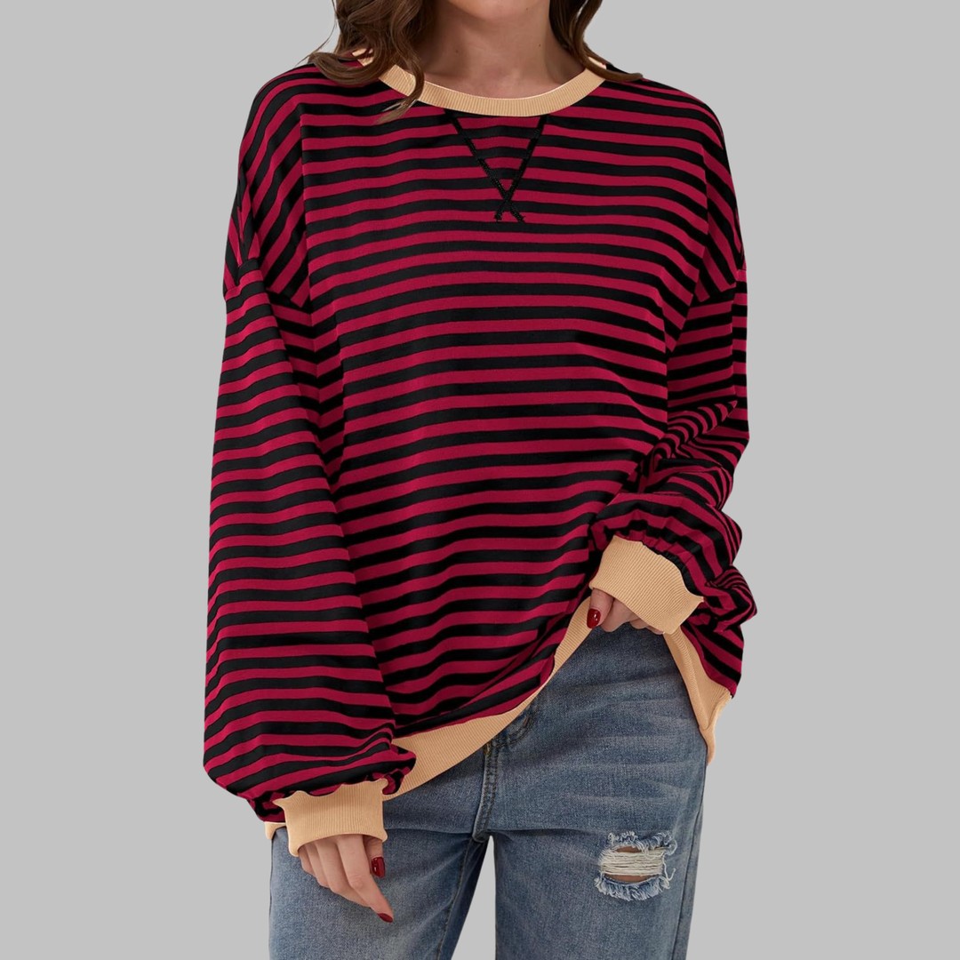 Women's oversized retro stripe sweatshirt - product photo 8