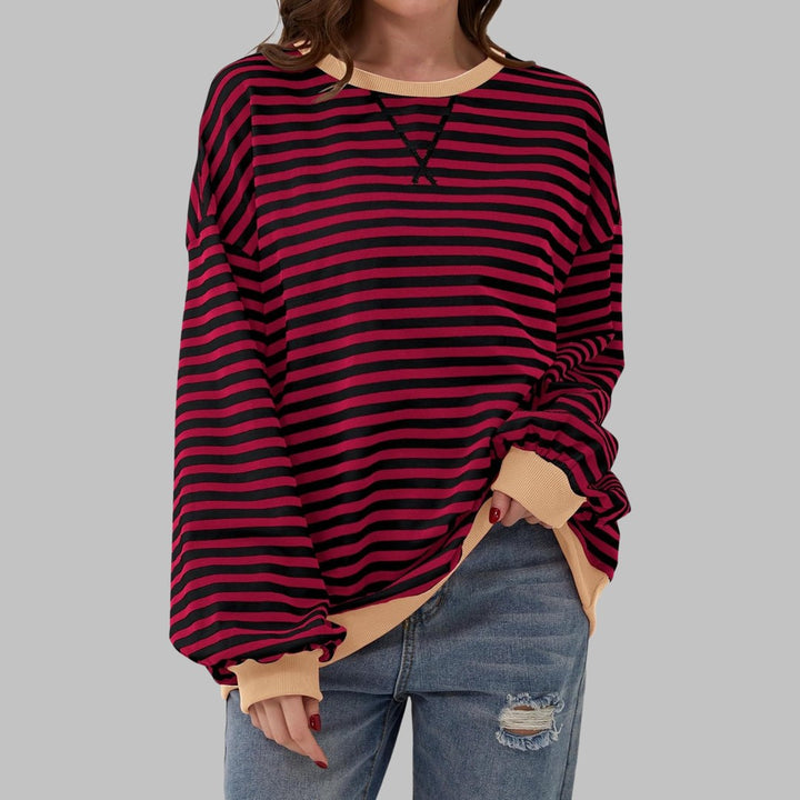 Women's oversized retro stripe sweatshirt - product photo 8