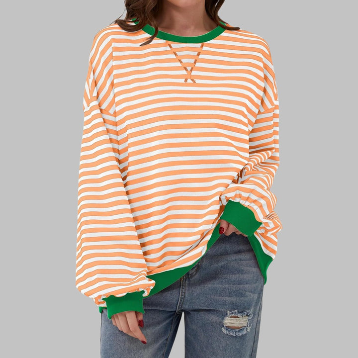Women's oversized retro stripe sweatshirt - product photo 9