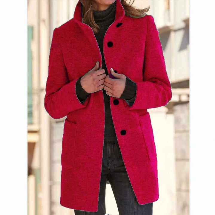 Women's quilted winter coat with a button front - product photo 8