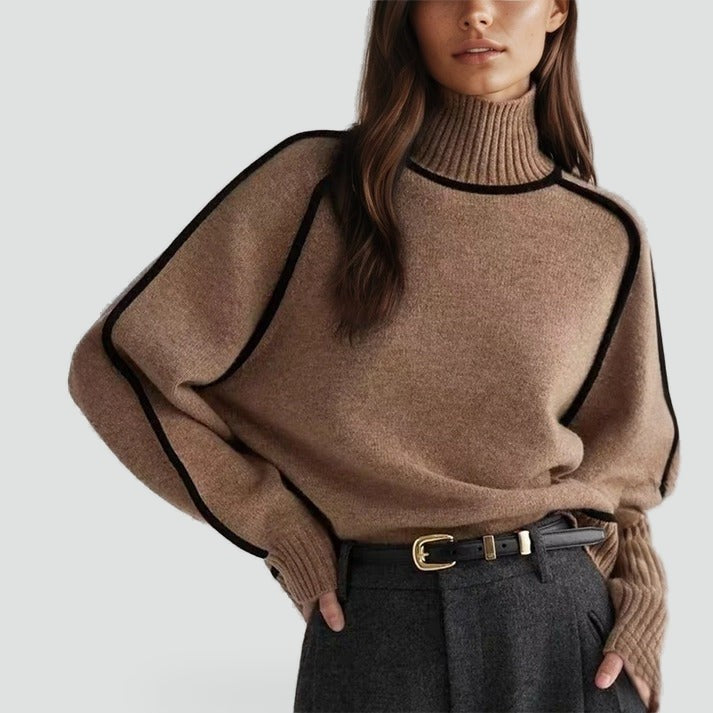 Women's roll neck sweater with contrast detail - product photo 1