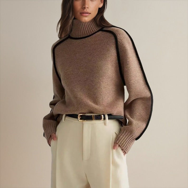 Women's roll neck sweater with contrast detail - product photo 2