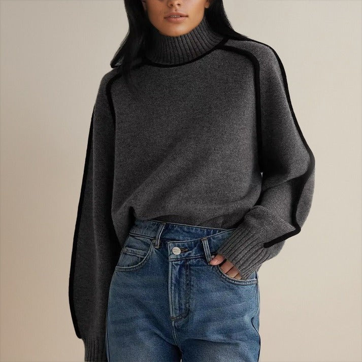Women's roll neck sweater with contrast detail - product photo 3