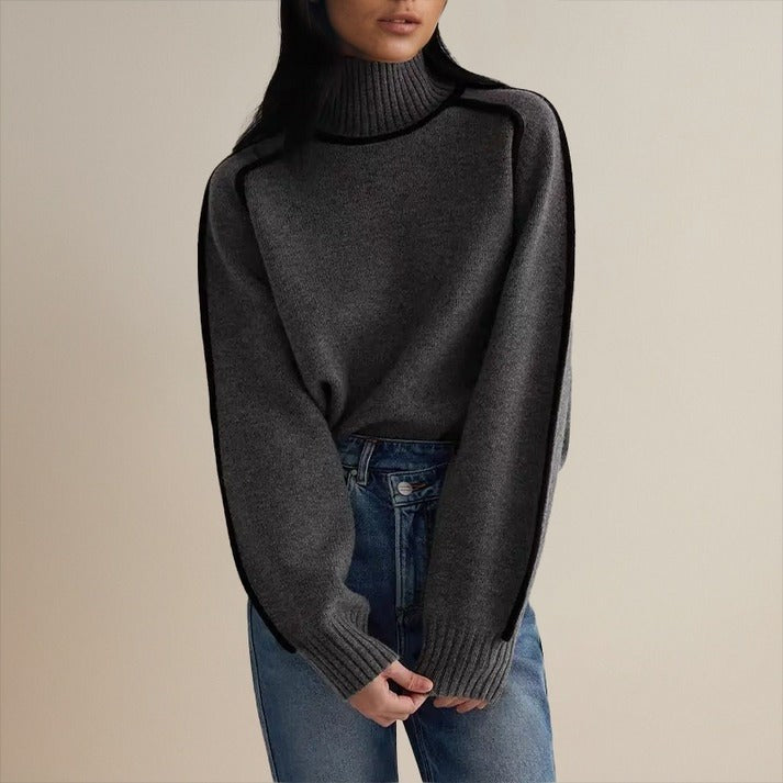 Women's roll neck sweater with contrast detail - product photo 4