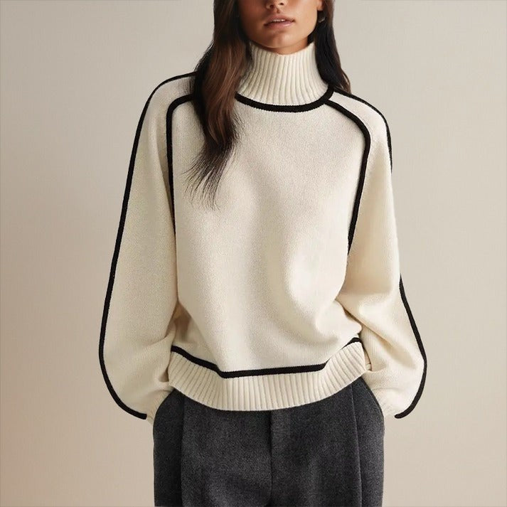 Women's roll neck sweater with contrast detail - product photo 5
