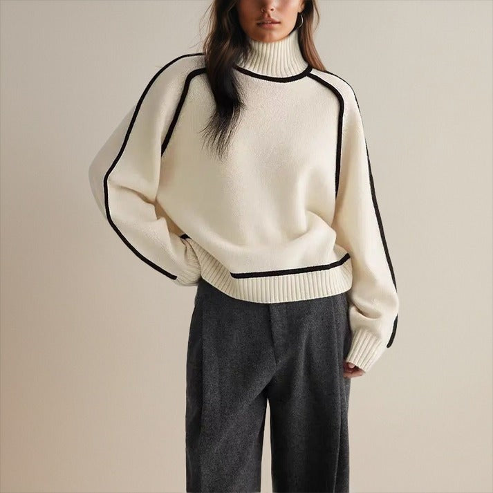 Women's roll neck sweater with contrast detail - product photo 6
