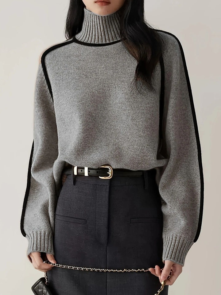 Women's roll neck sweater with contrast detail - product photo 7
