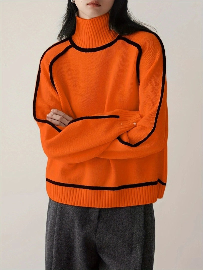 Women's roll neck sweater with contrast detail - product photo 9