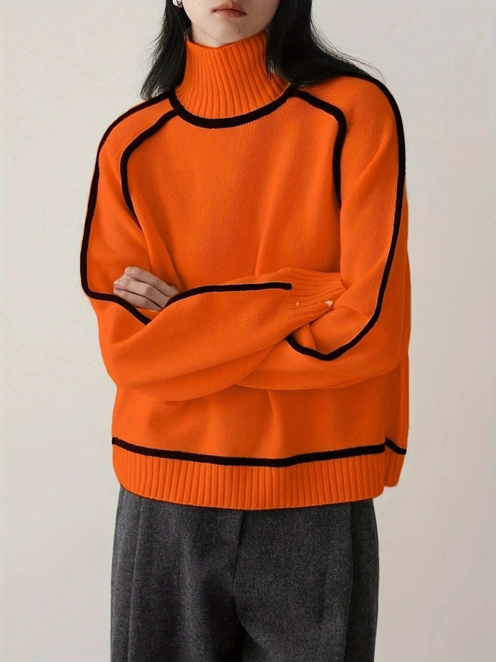 Women's roll neck sweater with contrast detail - product photo 9