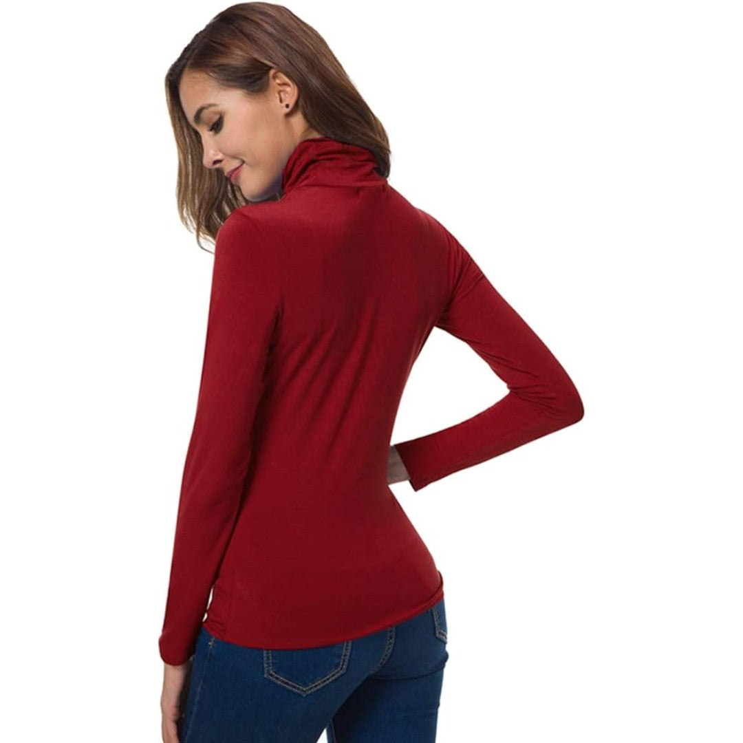 Women's slim fit lightweight turtleneck top - product photo 1