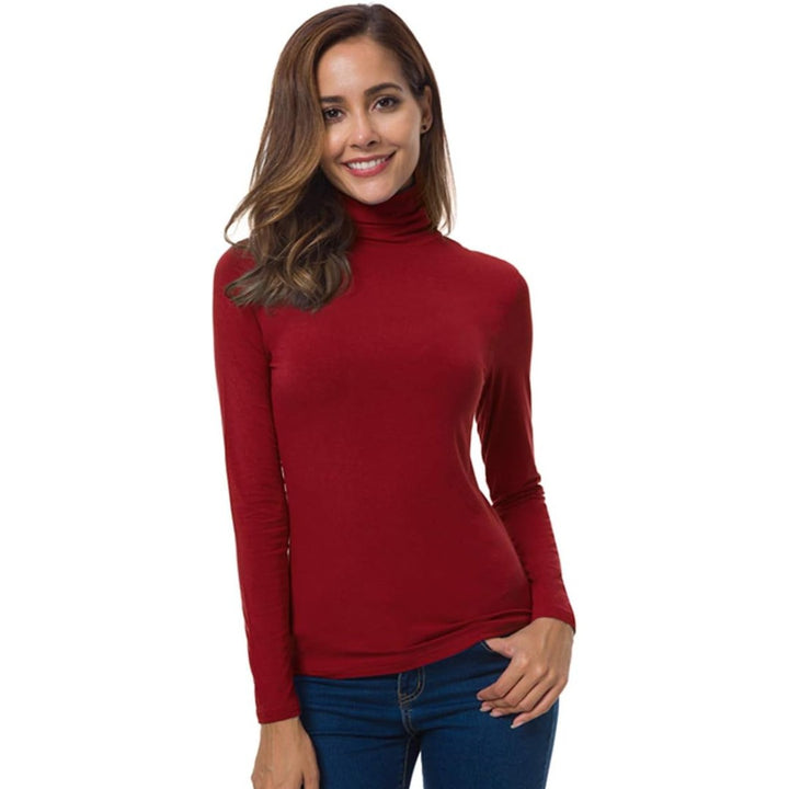 Women's slim fit lightweight turtleneck top - product photo 2