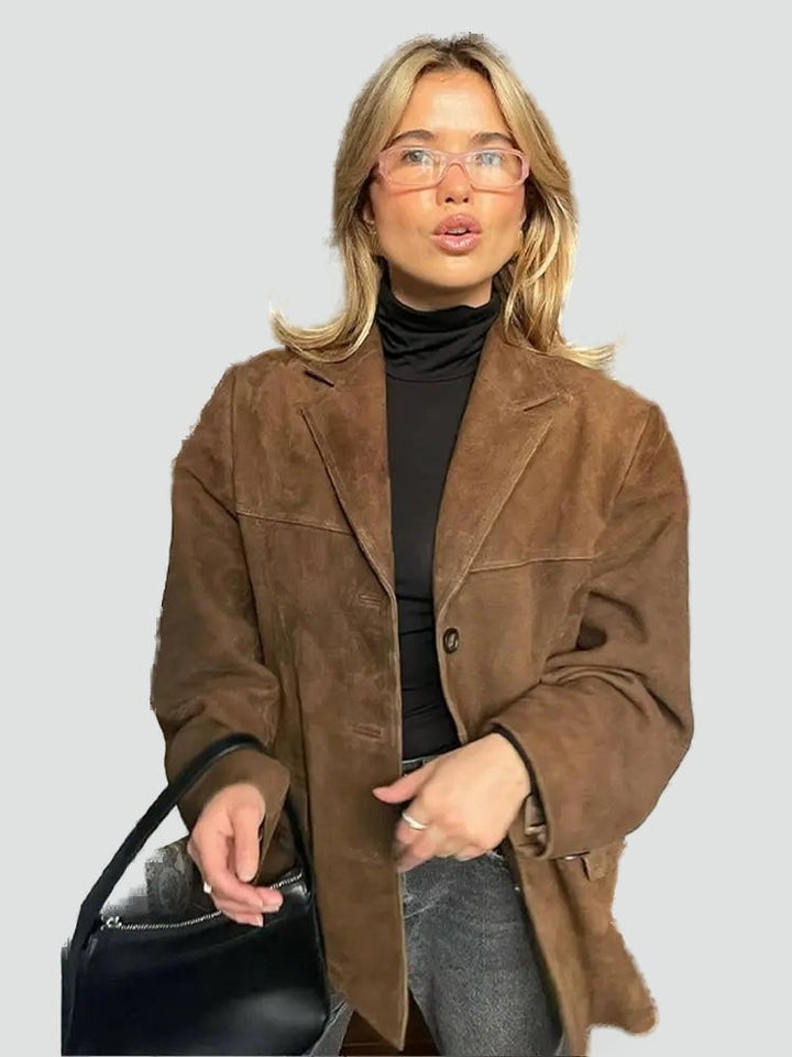 Women's suede-look jacket with a zip - product photo 1