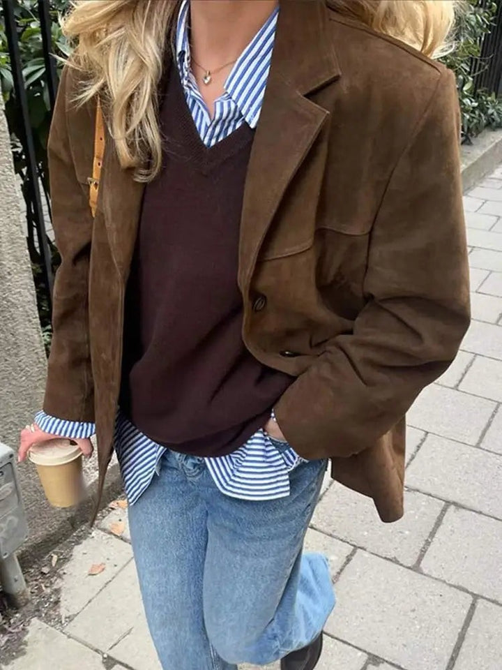 Women's suede-look jacket with a zip - product photo 5
