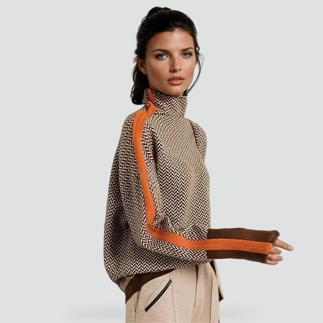 Women's sweater with contrast stripe detail - product photo 1