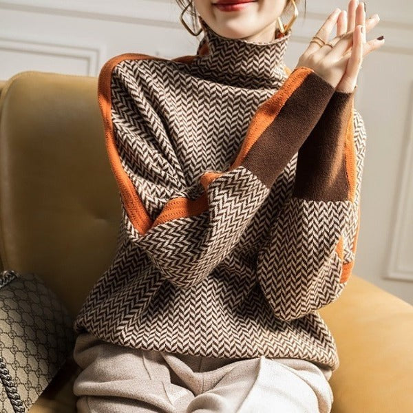 Women's sweater with contrast stripe detail - product photo 3