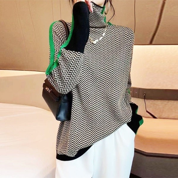 Women's sweater with contrast stripe detail - product photo 4