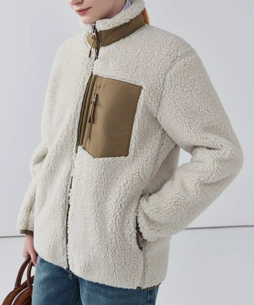 Women's teddy jacket with a high collar - product photo 1