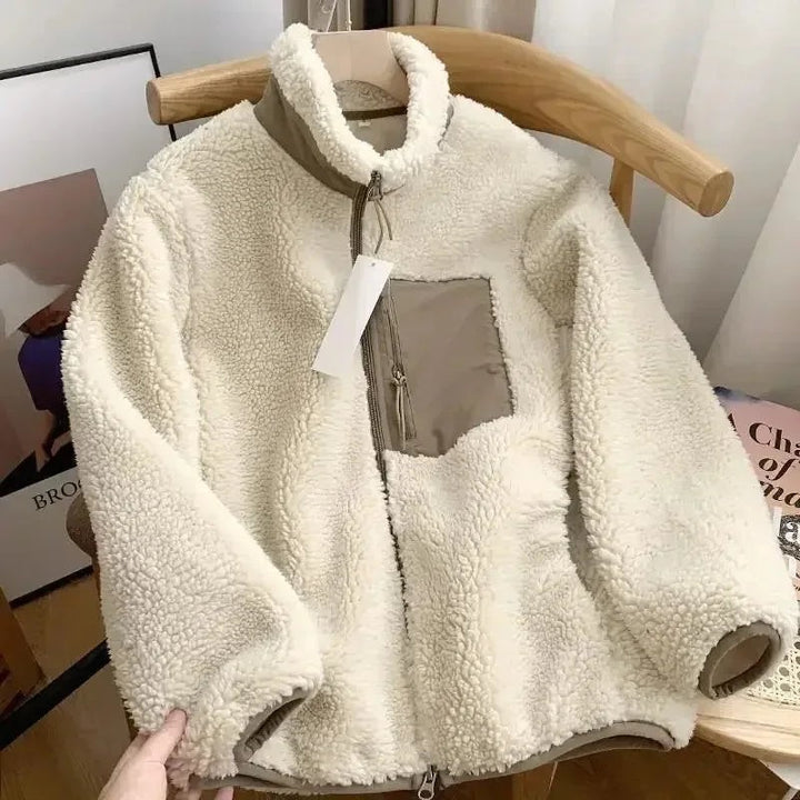 Women's teddy jacket with a high collar - product photo 12