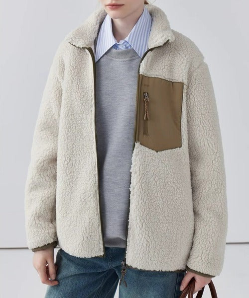 Women's teddy jacket with a high collar - product photo 2