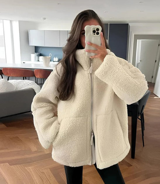 Women's teddy zip-up jacket - product photo 1