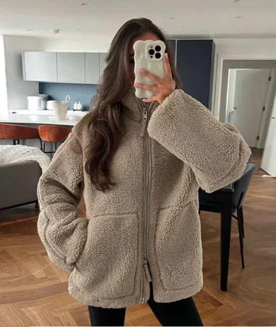Women's teddy zip-up jacket - product photo 7