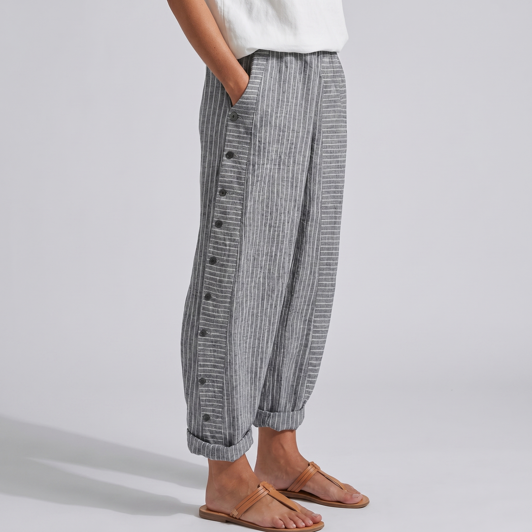 Daphne | Tailored Striped Panel Trousers For Women