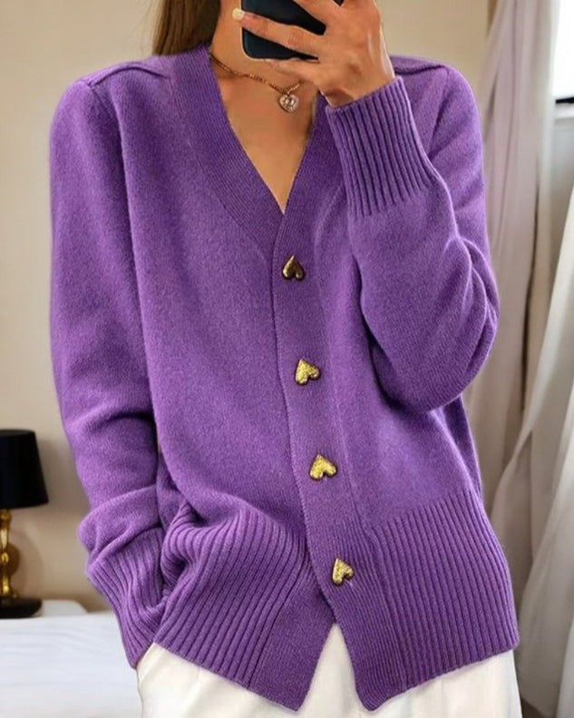 Women's V-neck button cardigan - product photo 3