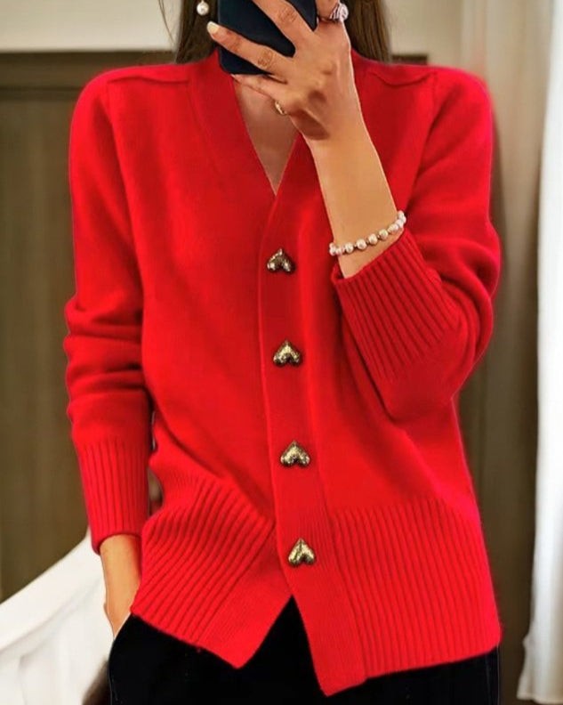 Women's V-neck button cardigan - product photo 4
