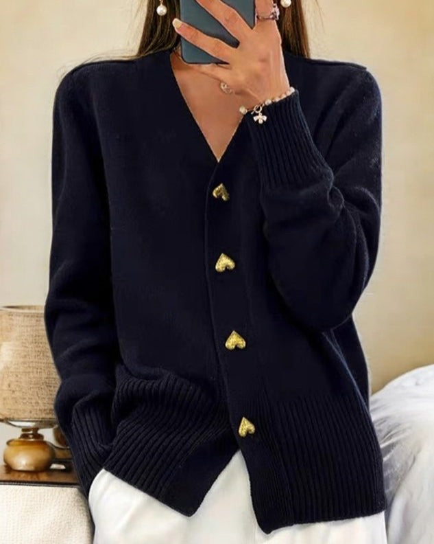 Women's V-neck button cardigan - product photo 5