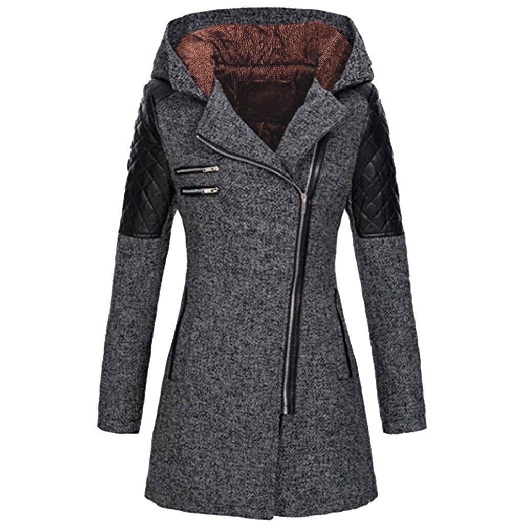 Women's winter jacket with a velvet hood trim - product photo 1