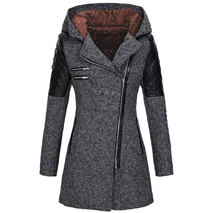 Women's winter jacket with a velvet hood trim - product photo 1