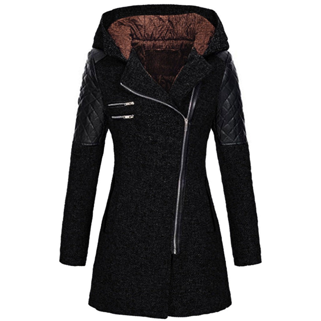 Women's winter jacket with a velvet hood trim - product photo 10