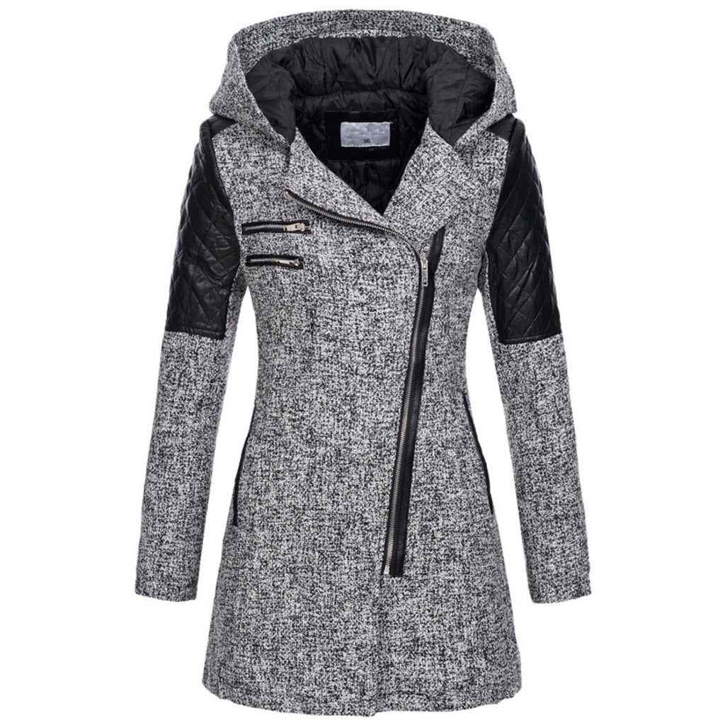 Women's winter jacket with a velvet hood trim - product photo 2